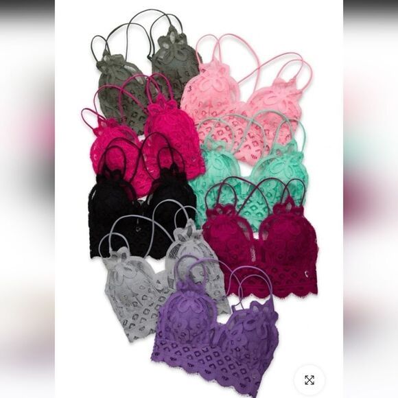 ZENANA Black Lace Bralette cropped Top in Black - Picture 7 of 9